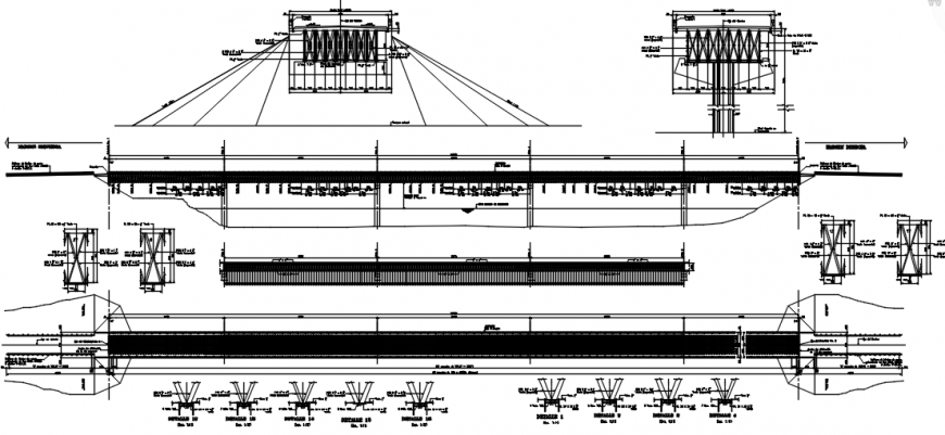 South bordered bridge sections and construction drawing details dwg file