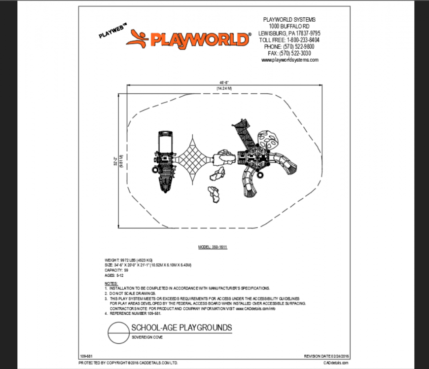 Soverign cove school theme park top view model structure details dwg file