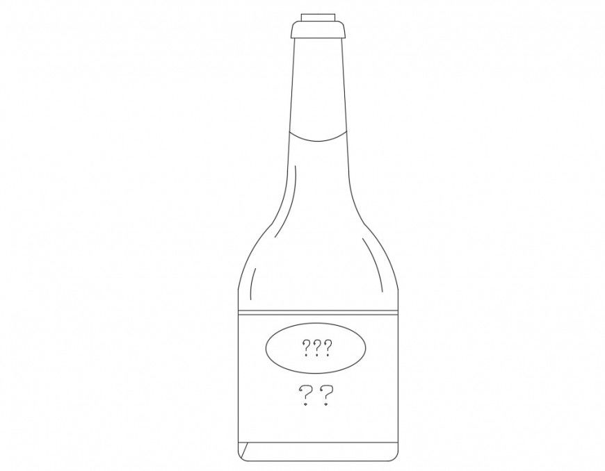 Soy sauce glass bottle elevation block cad drawing details dwg file
