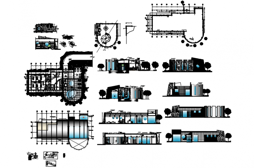 Spa area with hotel plan and elevation in auto cad