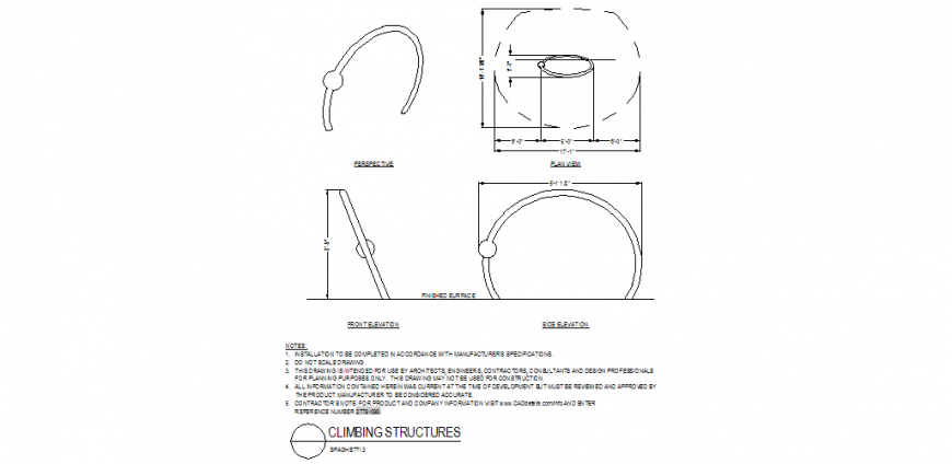 Spaghetti structure detail elevation and plan autocad file