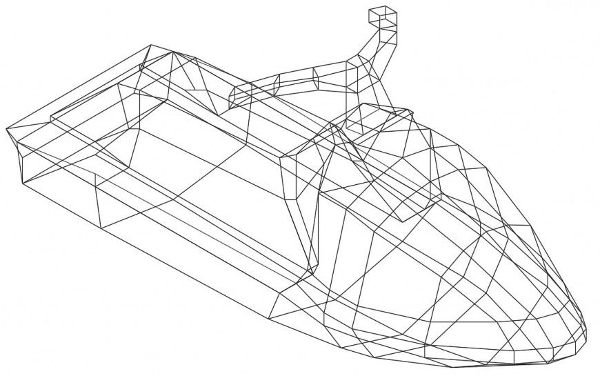 Speed boat 3d elevation model drawing details dwg file