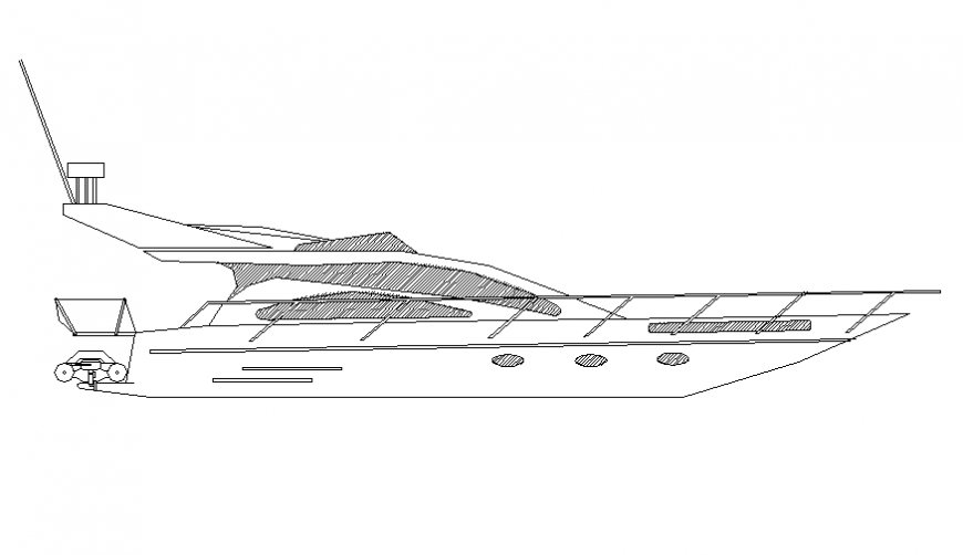 Speed boat side elevation cad block details dwg file