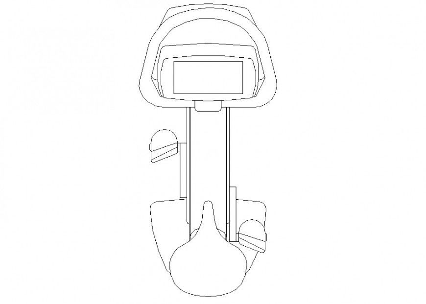 Spinning bike machine detail 2d view CAD gym equipment block layout autocad file