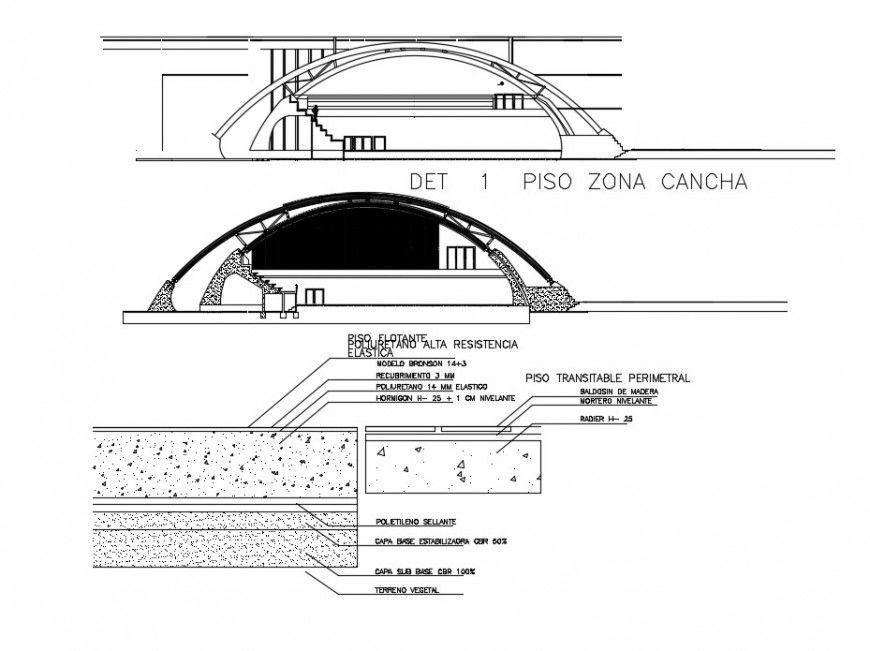 Sport center-detail construction detail Dwg file in Autocad format