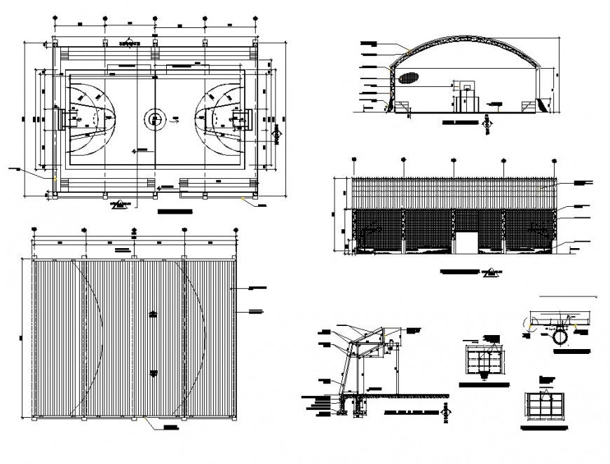 Sport ground detail 2d view plan and section layout file in autocad format