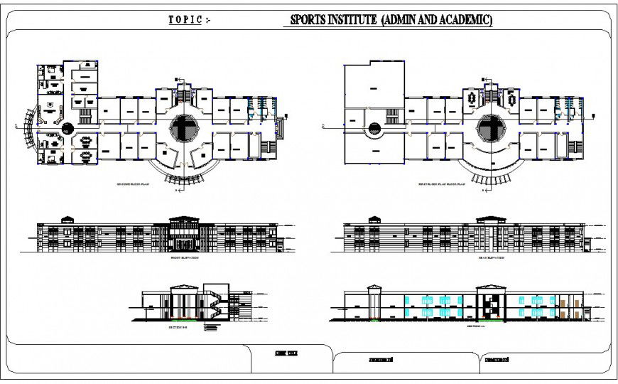 Sport institute academic building detail 2d view CAD block autocad file