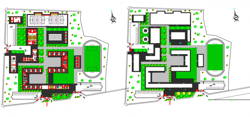 Sport institute building detail 2d view layout plan in autocad format