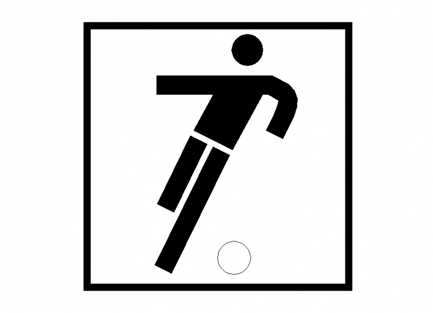 Sporting foot-ball playing sign detail 2d view layout file in autocad format