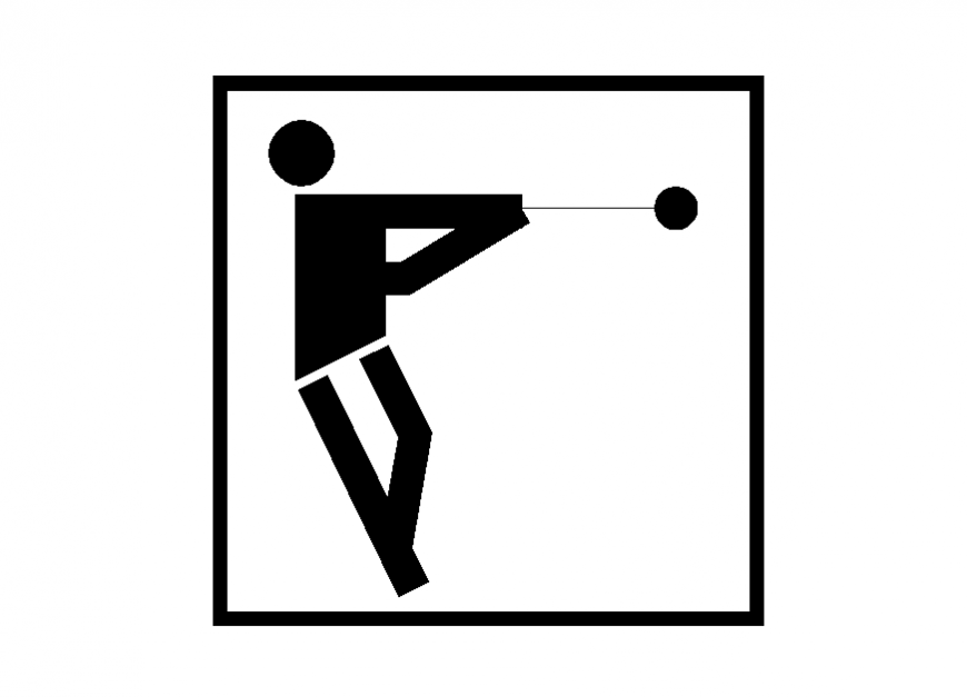Sporting sign hammer detail sign 2d view layout file in dwg format