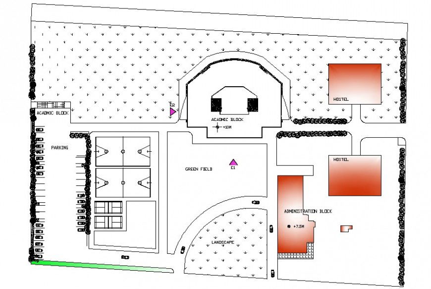 sports academic project top view cad file