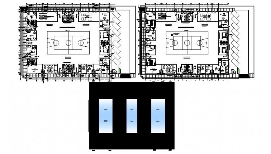 Sports academy playground area drawings details in autocad file