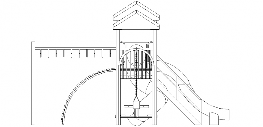 Sports and Jim equipment elevation with view of swing dwg file