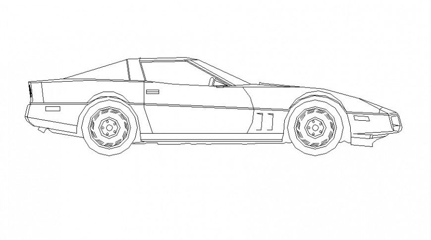 Sports Car design elevation drawing detail in AutoCAD file.