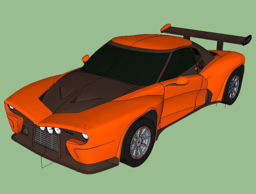 Sports car detail 3d model layout CAD blocks sketch-up file