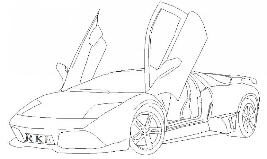 Sports car details 3d model drawing in autocad