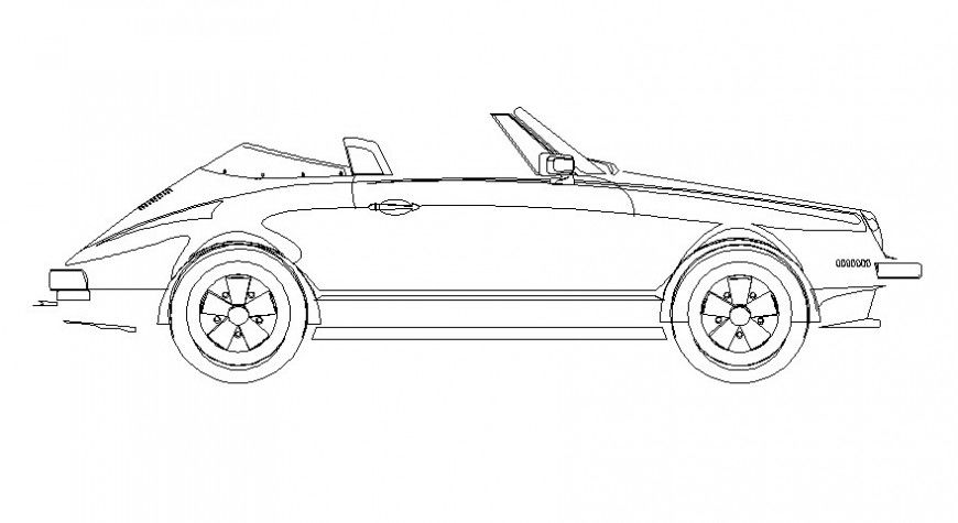 Sports car elevation drawing 2d view autocad file