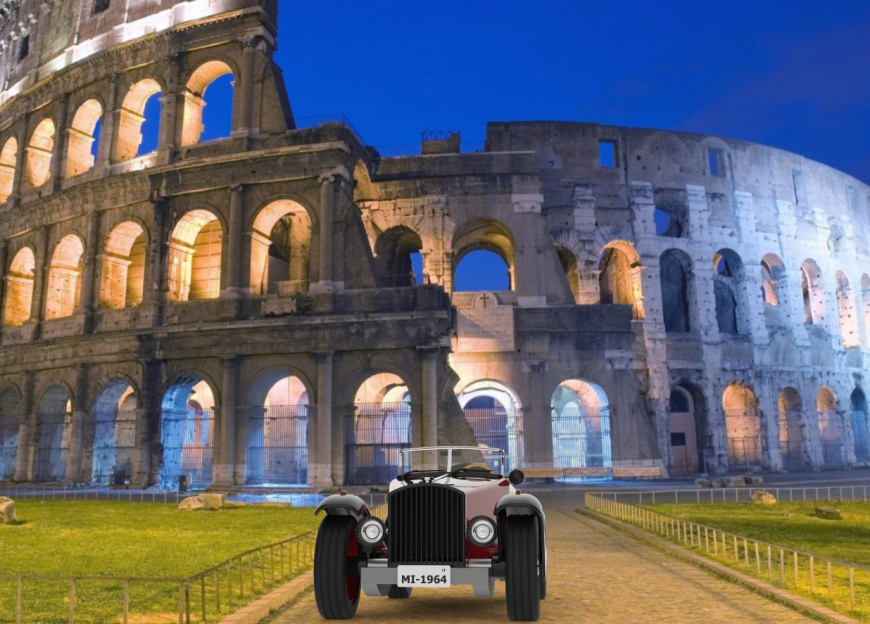 Sports car front view 3d design with background building view dwg file