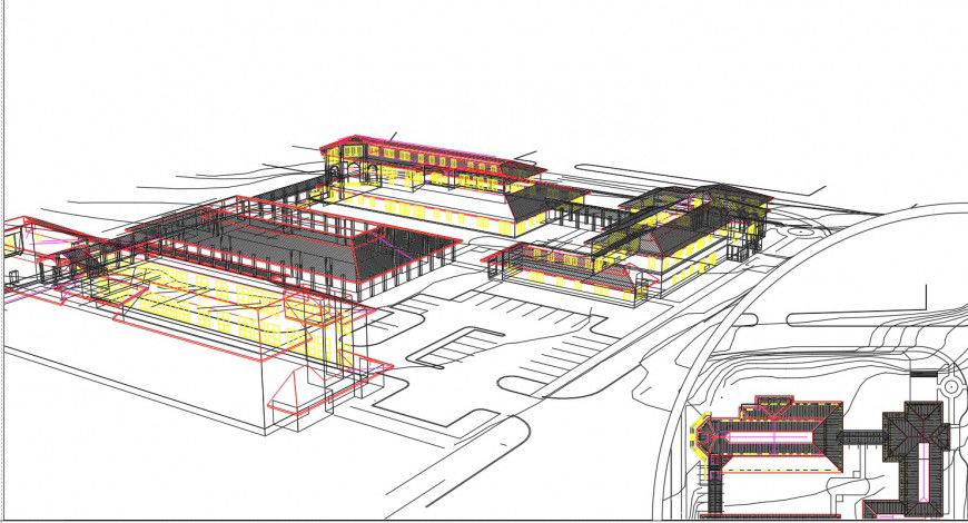 Sports center and campus 3d model cad drawing details dwg file