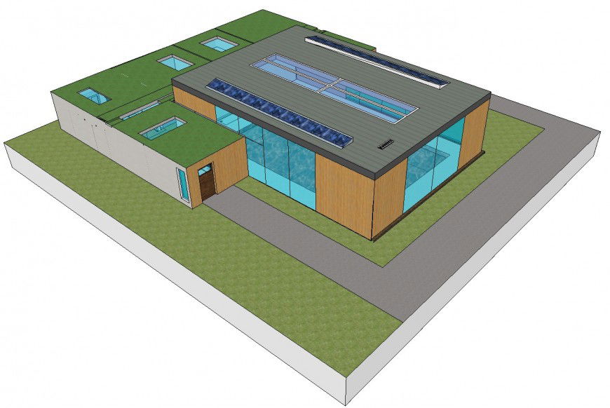 Sports center building 3d design cad drawing details skp file
