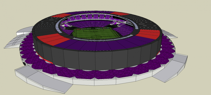 Sports center building 3d model cad drawing details skp file