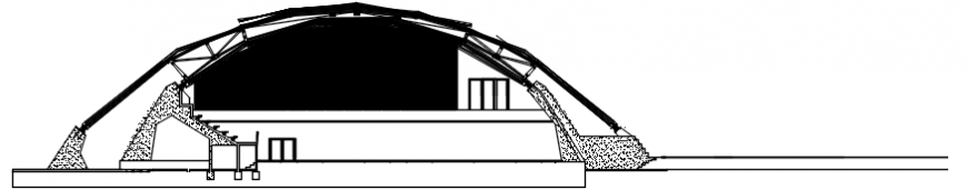 Sports center building section cad drawing details dwg file