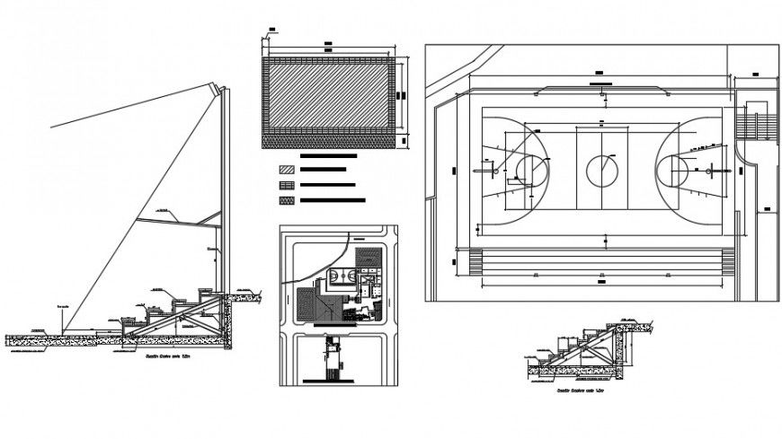 Sports center design and drawing of a Football stadium plan dwg file.