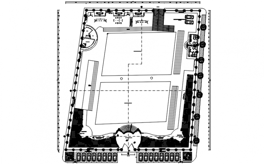 Sports center distribution plan cad drawing details dwg file