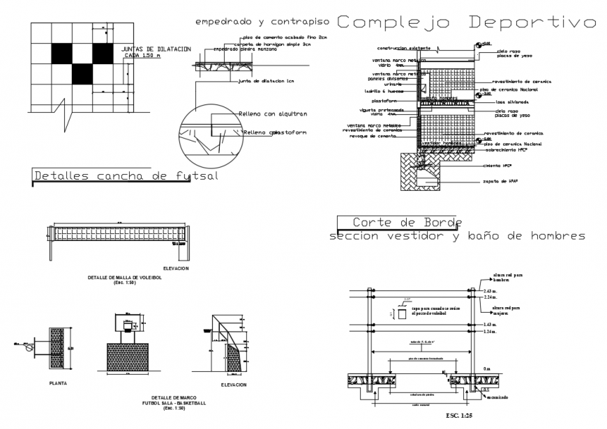 Sports center drawing and layout plan