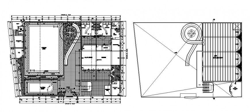 Sports center layout plan and structure cad drawing details dwg file