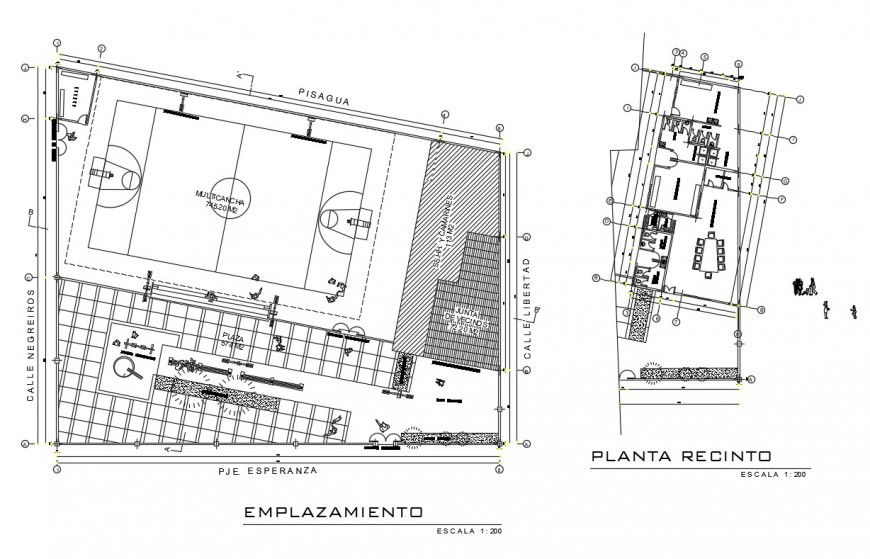 Sports center site plan, layout plan and auto-cad details dwg file