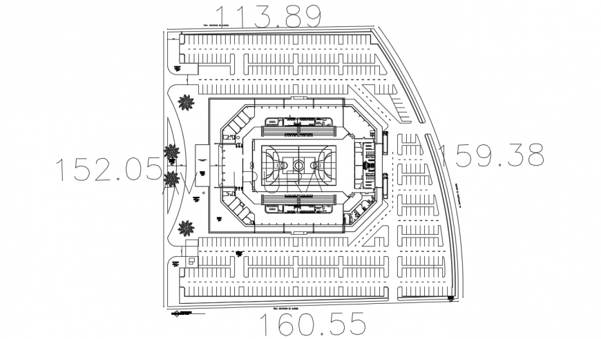 Sports center with gym distribution plan cad drawing details dwg file