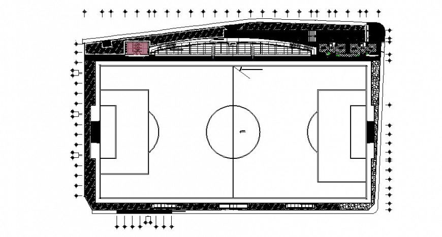 Sports ground architecture layout plan cad drawing details dwg file