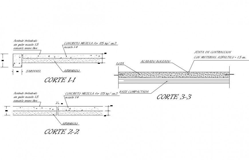 Sports ground construction details with concrete structure dwg file