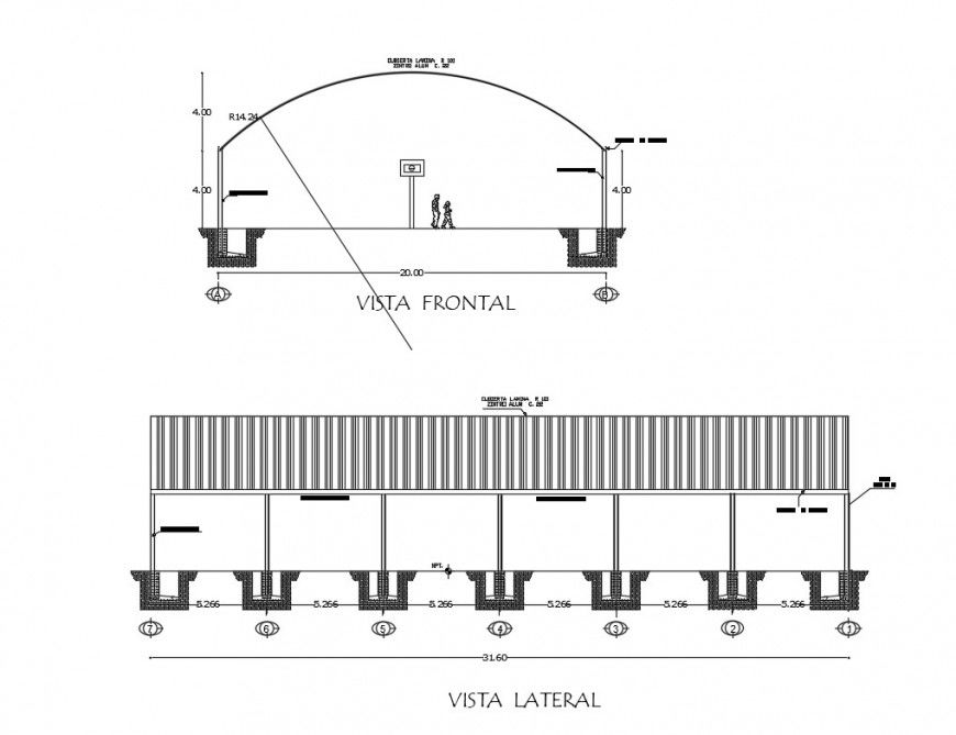 Sports ground court elevation and section details dwg file
