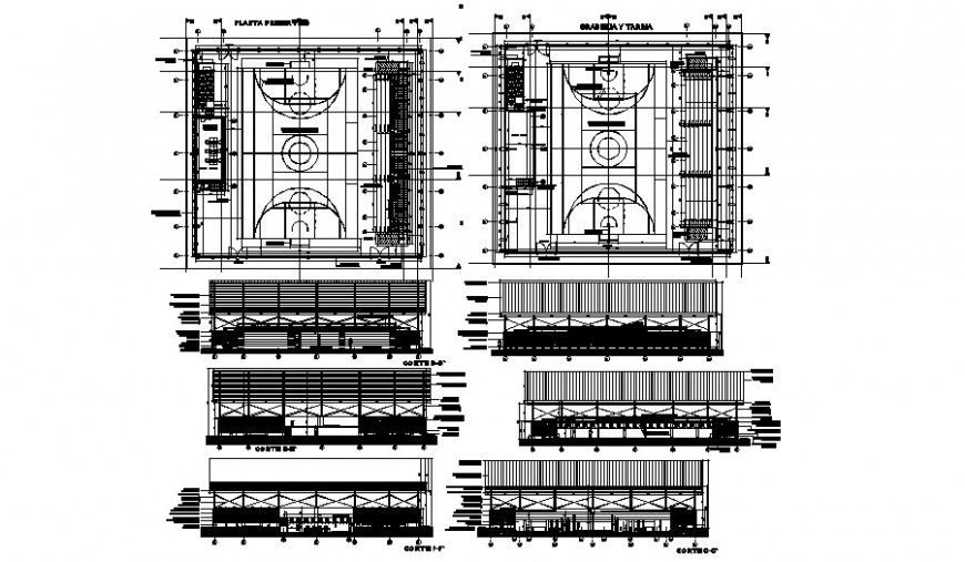 Sports ground drawings 2d view autocad software file