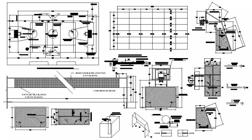 Sports ground drawings details plan 2d view autocad file