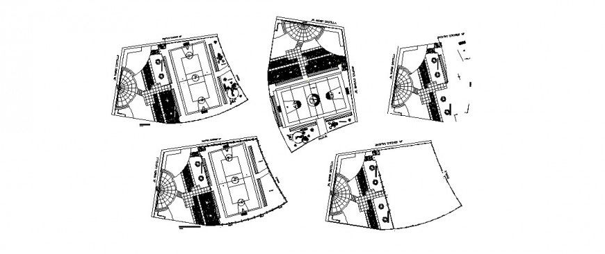 Sports ground landscaping and construction details dwg file