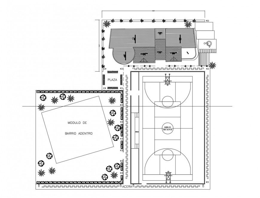 Sports ground landscaping structure cad drawing details dwg file