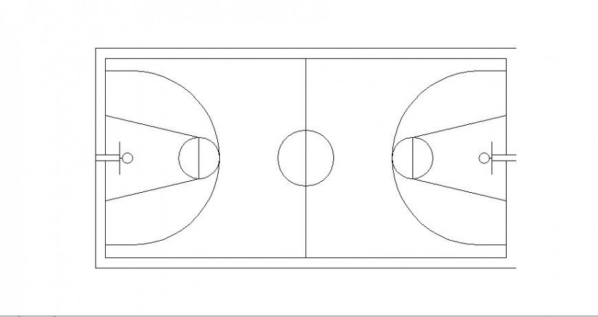 Sports ground pitch top view elevation block details dwg file