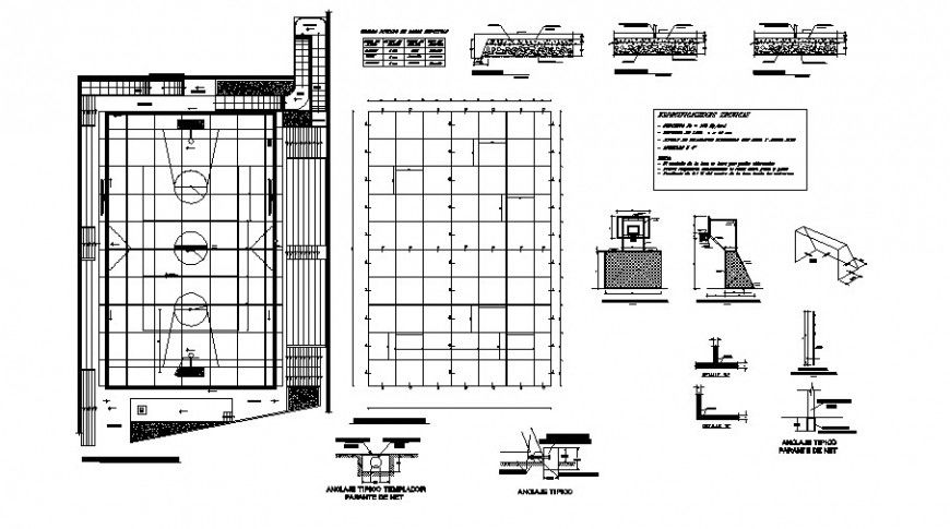 Sports ground plan with sports part detail in auto cad file