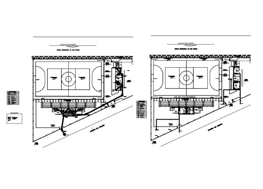 Sports ground structure plan cad drawing details dwg file