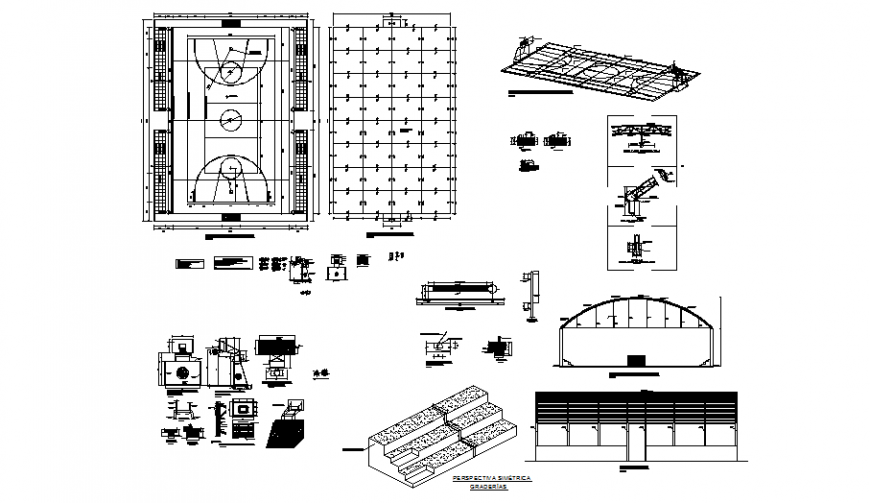 Sports ground with necessary detail in auto cad file