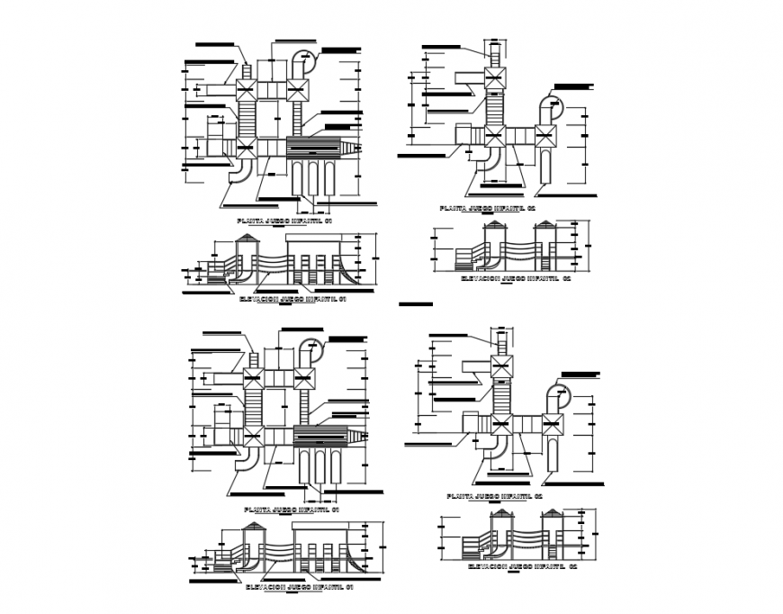 Adventure Play Equipment DWG for Sports Park Design