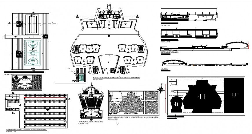 Sports play area details drawing 2d view plan and section dwg file