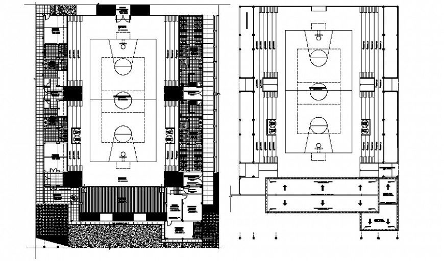 Sports play area details drawing in autocad software