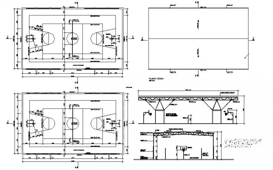 Sports play area drawings detail 2d view autocad file