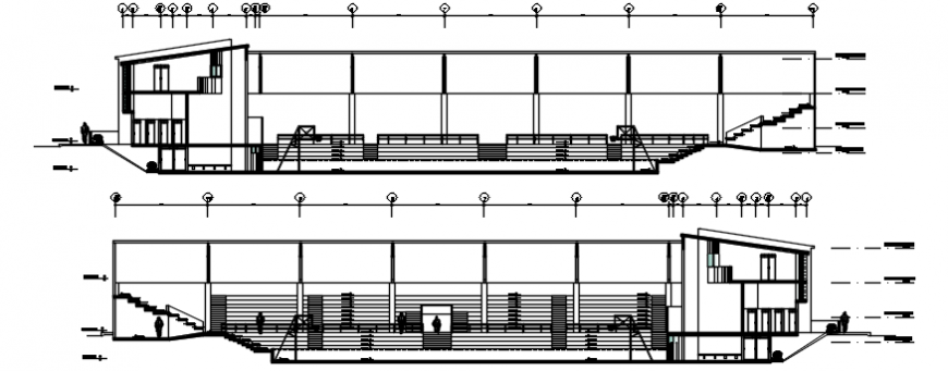 Sports playground area audience seating arrangement autocad file