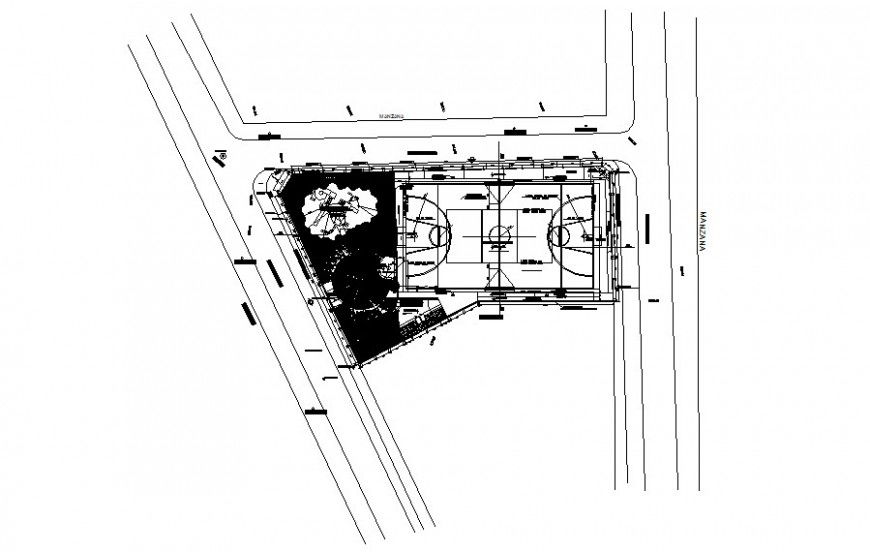Sports playground area drawing details plan 2d view autocad file