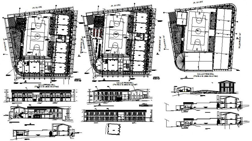 Sports playground details plan elevation and section AutoCAD file